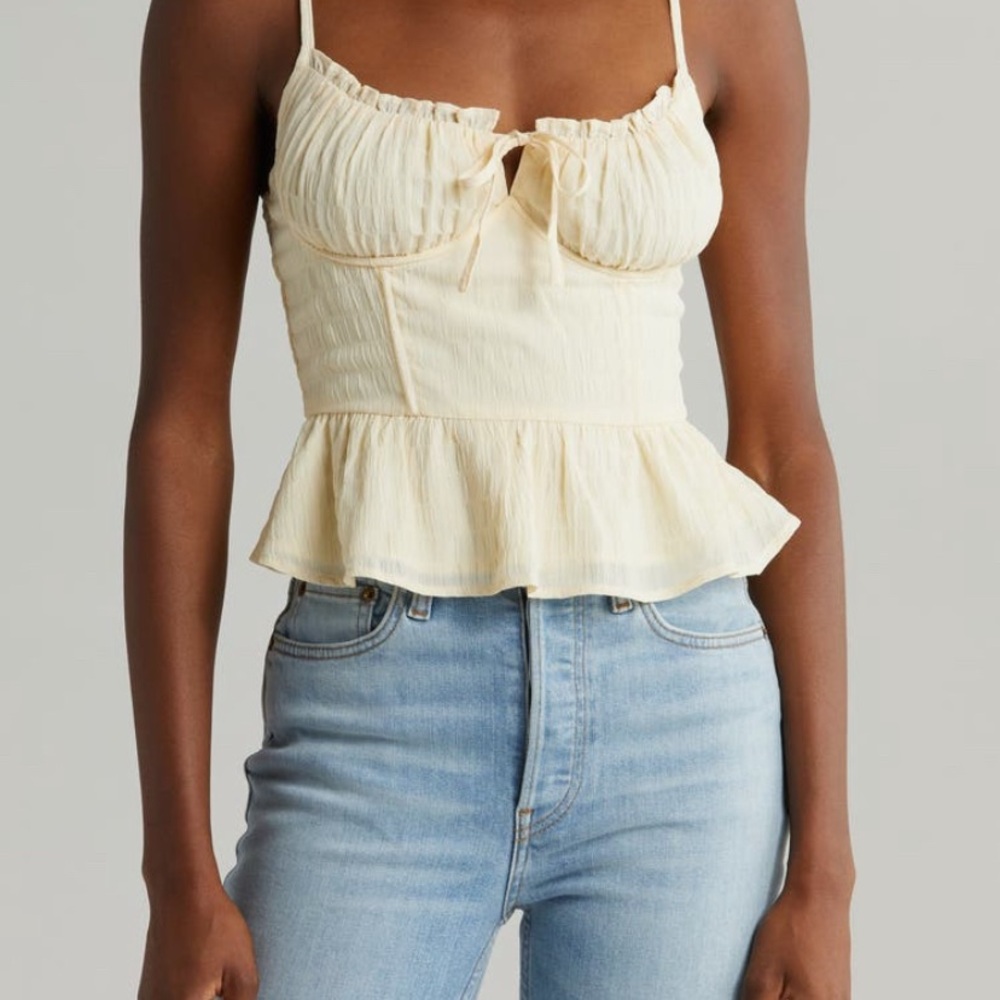 NWOT All In Favor Cream Peplum Top Siz